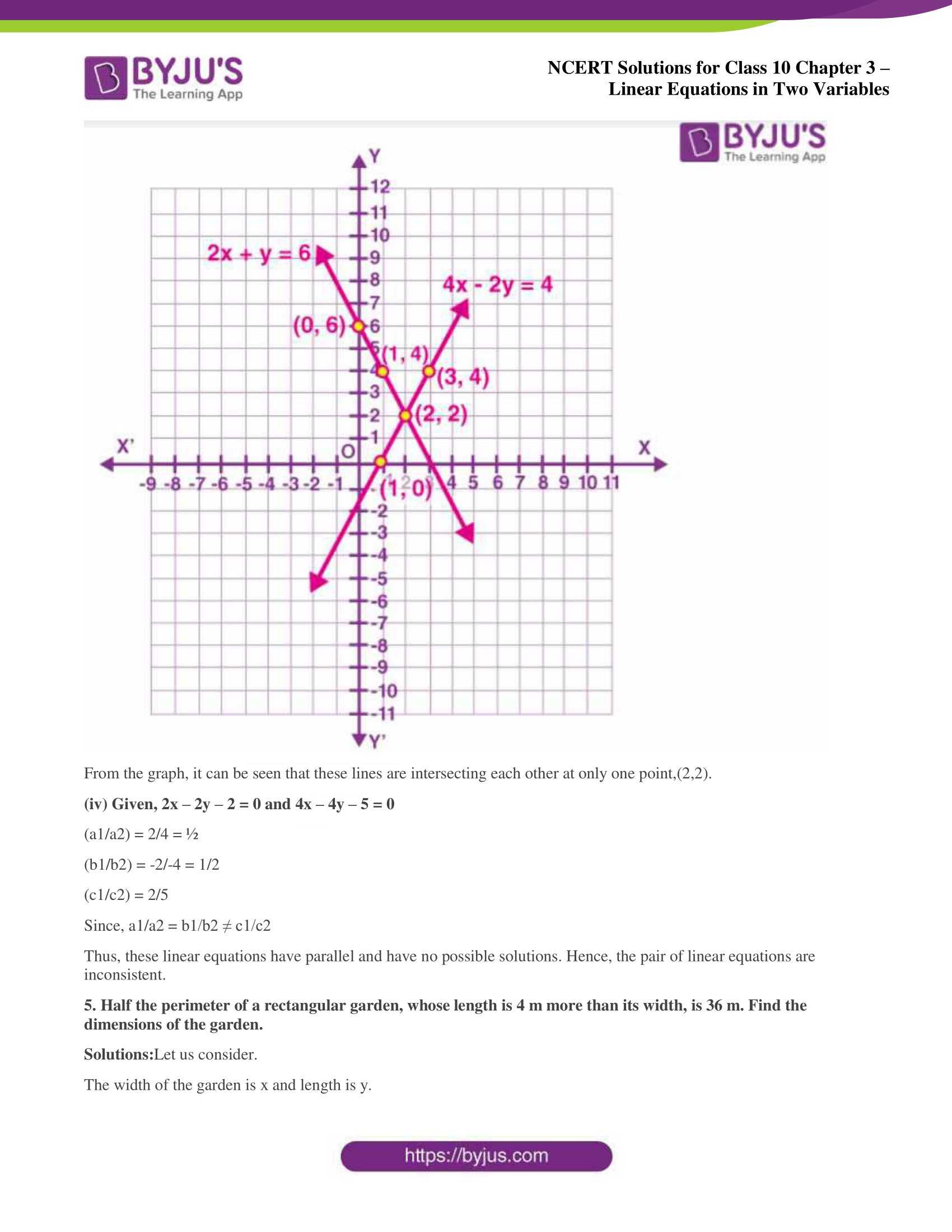 NCERT Solutions for Class 10 Chapter 3 Linear Equations in Two Variables
