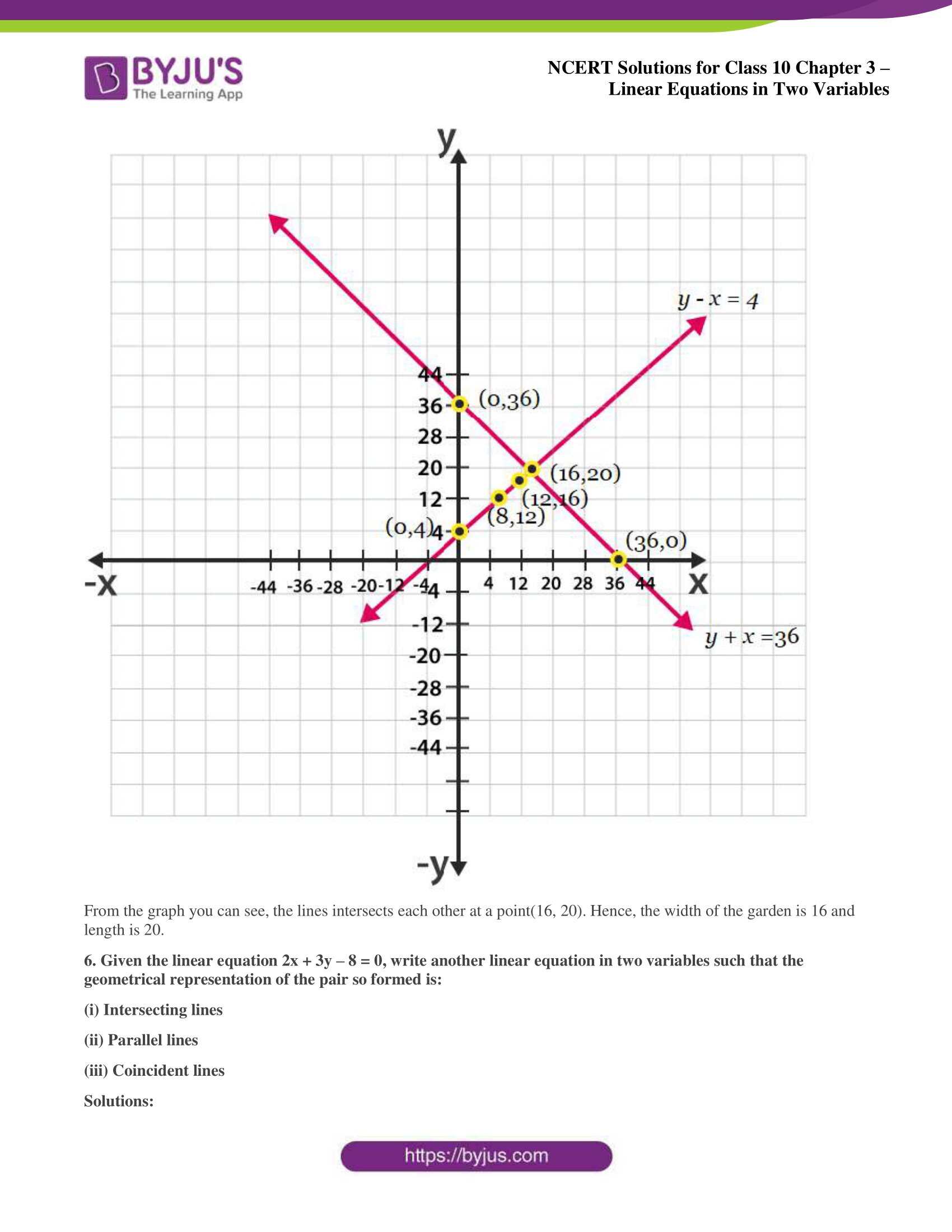 NCERT Solutions for Class 10 Chapter 3 Linear Equations in Two Variables