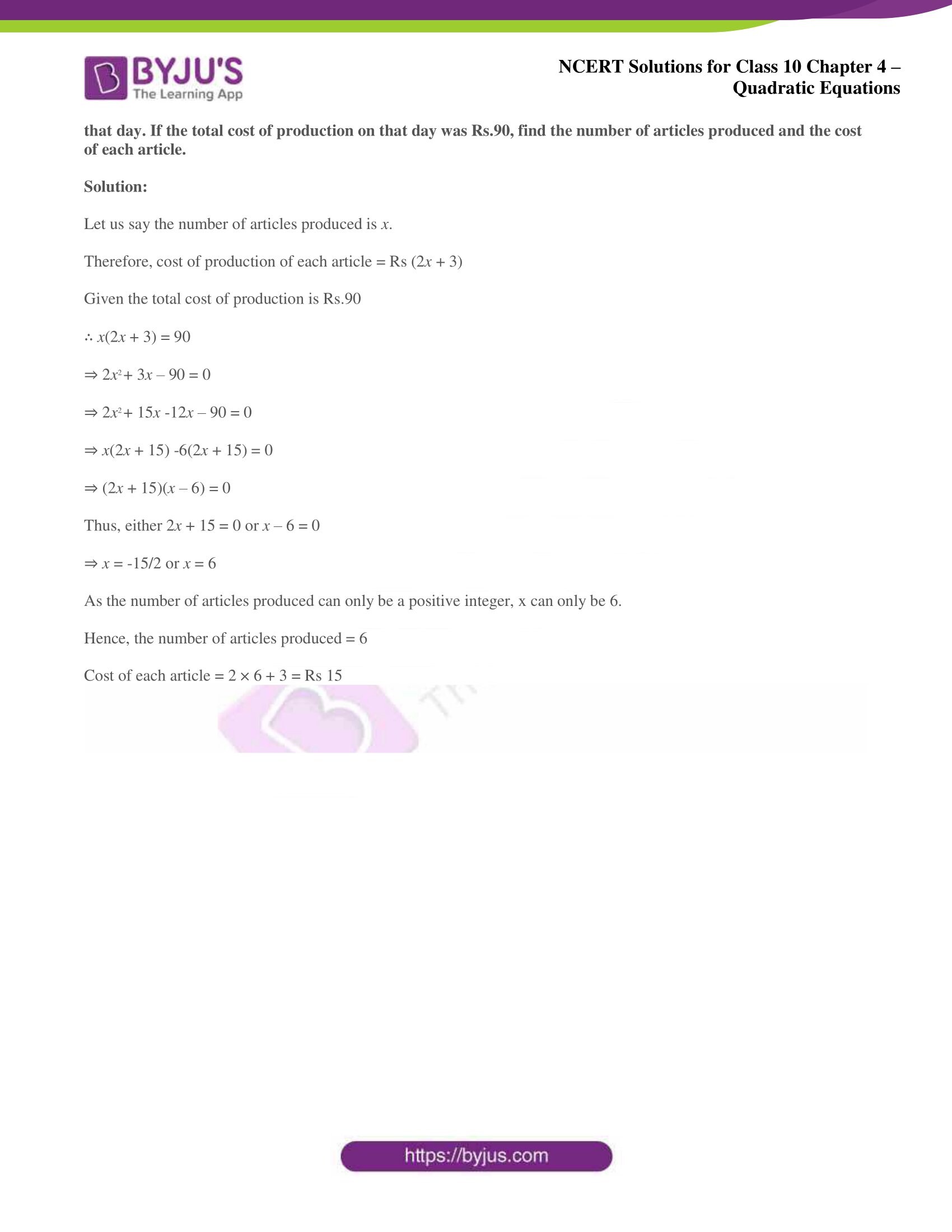 NCERT Solutions for Class 10 Maths Chapter 4 Quadratic Equations NCERT Solutions for Class 10 Maths Chapter 4 Quadratic Equations