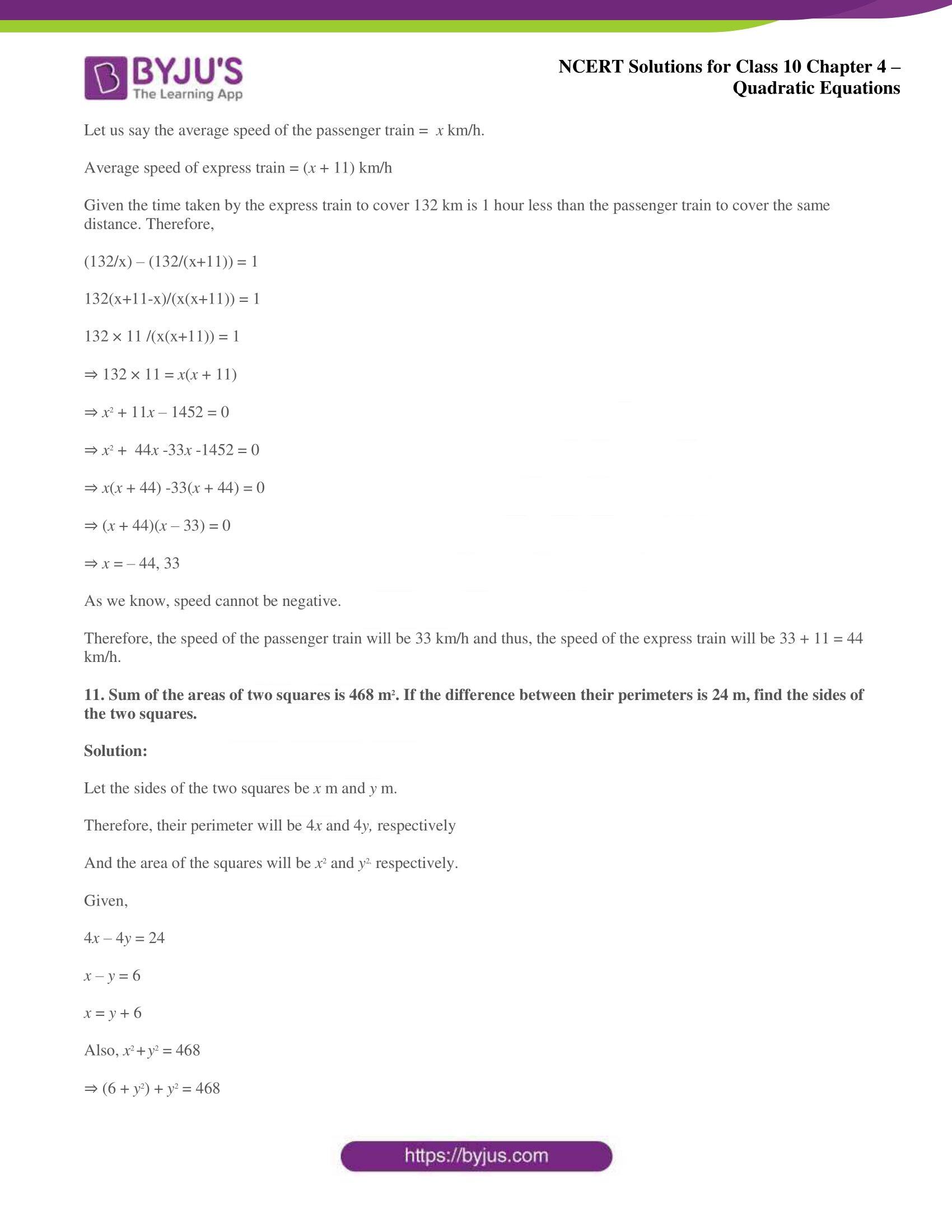 NCERT Solutions for Class 10 Maths Chapter 4 Quadratic Equations NCERT Solutions for Class 10 Maths Chapter 4 Quadratic Equations